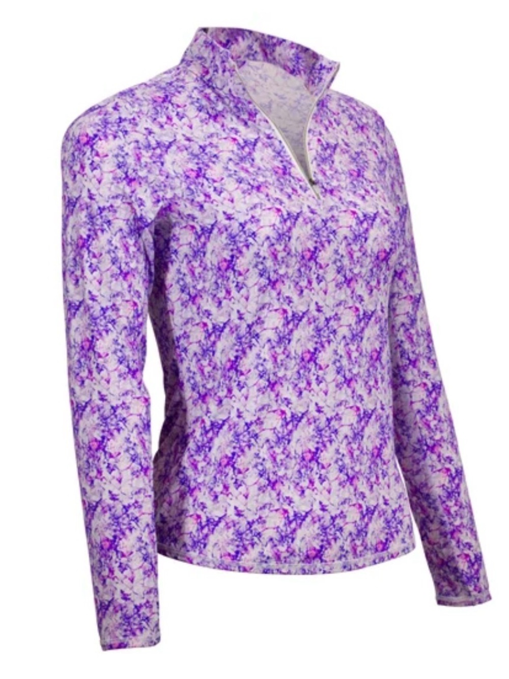 Adair Active Everly Sunshirt M Lavender Golf UPF 50 1/4 zip performance abstract
